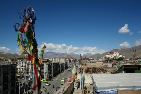 Potala Palace above the roofs of Lhasa