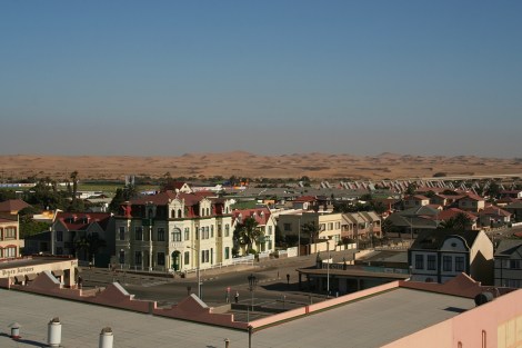 view across Swakopmund into the Namib Desert