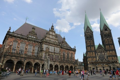 town hall and cathedral at the central square of Bremen